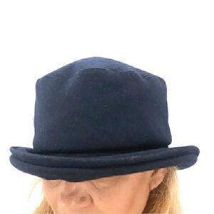 Vintage London Fog Hat Wool‎ Bowler Top Hat Navy Made In USA One Size